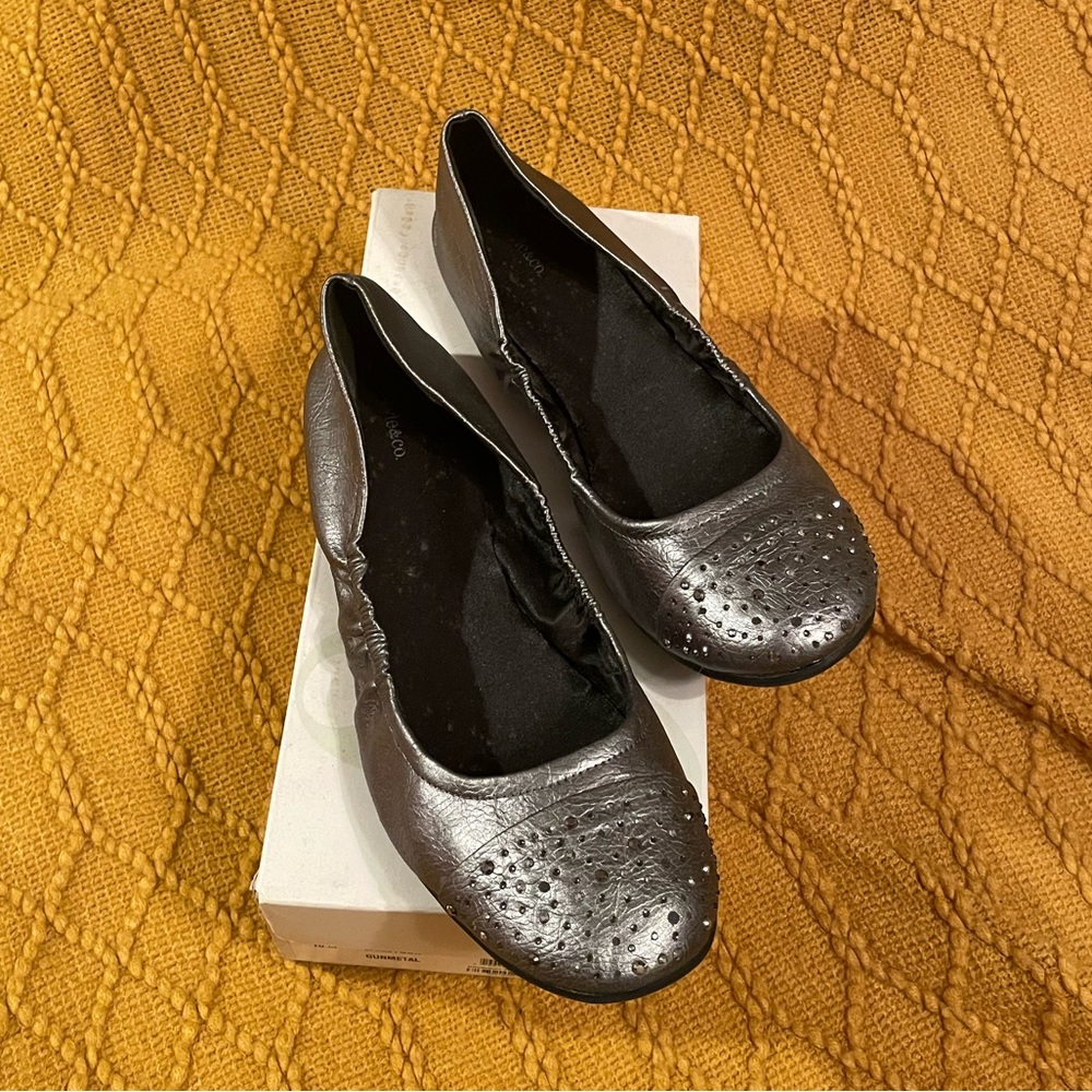 Style & Co. gunmetal flats with rhinestones